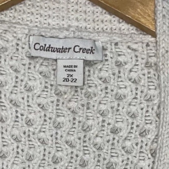 Coldwater Creek Cream Open-Front Cardigan 2X Ivory Open Weave Short Sleeve - Picture 12 of 13
